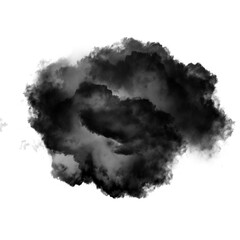 Black smoky cloud shape over white background