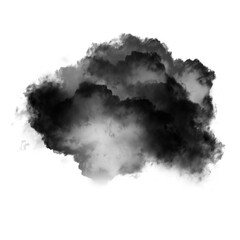 Black smoky cloud shape over white background