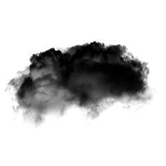 Black cloud of smoke shape over white background