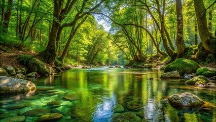 Obraz premium Macro Tusciano river forest scenery in Cilento