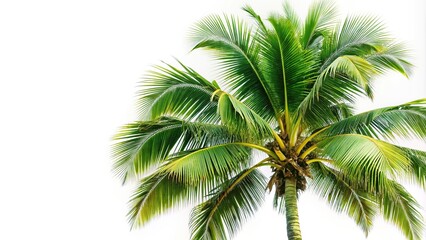 Fototapeta premium Macro view of isolated coconut tree on white background
