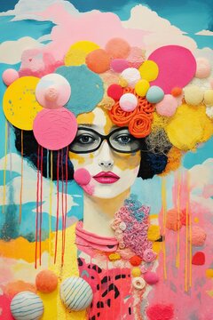 abstract woman with wool bubbles