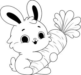 RABBIT BUNNY WITH CARROT LINE OUT