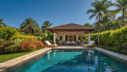 Luxury home swimming pool, generative ai	
