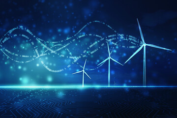 Electricity power from wind turbine, Green renewable energy generate from alternative electric source, concept technology alternative clean energy,business and industry electricity