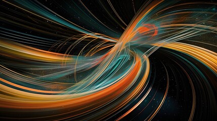 Dynamic abstract light trails in motion: vivid colors and intersecting lines