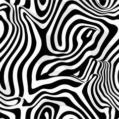 Obraz premium Abstract black and white optical illusion pattern with wavy stripes. Perfect for backgrounds, graphic design, posters, and modern art projects. High contrast design, trendy and visually captivating.