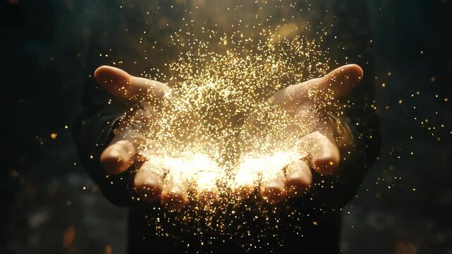 A person is holding their hands open, with a lot of light shining on them. Concept of warmth and openness, as if the person is welcoming something or someone