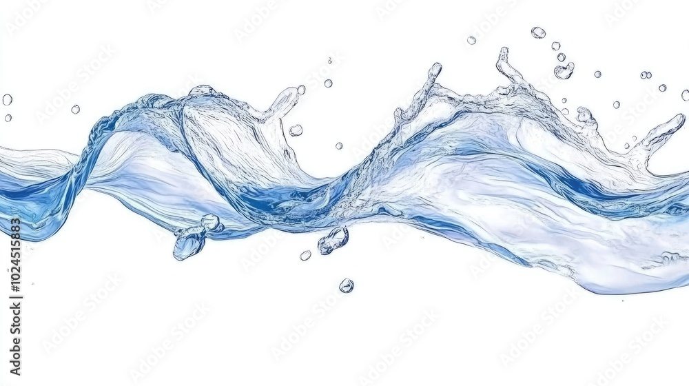 Poster one-color abstract liquid water flow design with soft waves and fluid motion, perfect for use in bac