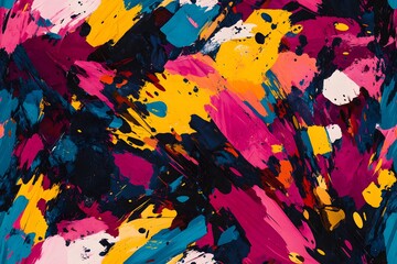 Seamless Pattern of Colorful painting with splatters of paint that creates a sense of chaos