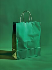 Green Shopping Bag on a green Background