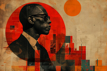 Generative AI technology cut-out graphical retro collage with vivid vintage elements paper art design