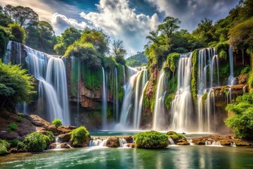 Obraz premium majestic waterfalls cascading in a serene landscape Long Shot