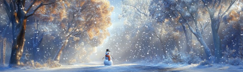 Fototapeta premium This Christmas background features a snowman with a decorative and fun design.