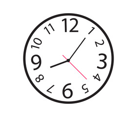 Wall clock. Simple wall clock. Minimalist watch. Classic design wall clock. Analog clock. Vector illustration