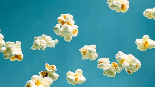 Floating popcorn teal background