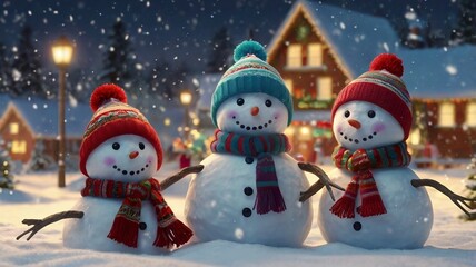 Naklejka premium snowman christmas background with hat and scarf, winter concept design. generative ai