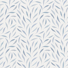 Seamless leaves background. Fabric floral pattern. Leaf drawing in pastel colors. Hand painted floral ornament