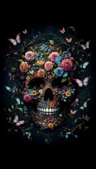 Fototapeta premium Fire on skull phone wallpaper