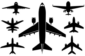 Plane silhouette vector illustration.