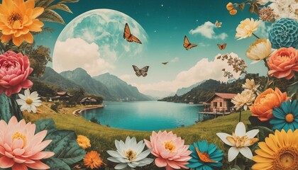 Vintage Style Collage Art Featuring Retro Imagery and Nostalgic Elements for Creative and Artistic Design Themes