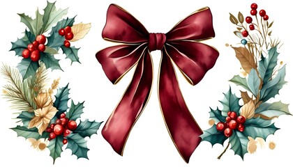 Elegant Christmas Bow and Festive Greenery for Seasonal Decor