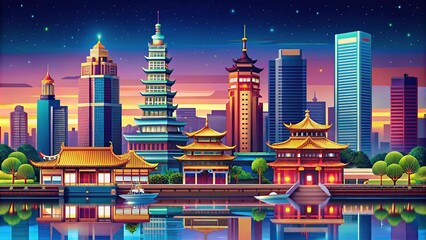 Fototapeta premium Kaohsiung Taiwan Landmarks - Stunning Architectural Photography for Business Travel and Tourism
