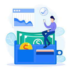 Illustration vector graphic cartoon character of e-wallet