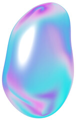 3d holographic shape, iridescent chrome fluid abstract form