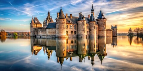 Medieval castle with reflection in water