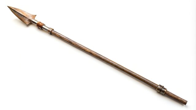 medieval spear isolated on white background Extreme Close-Up
