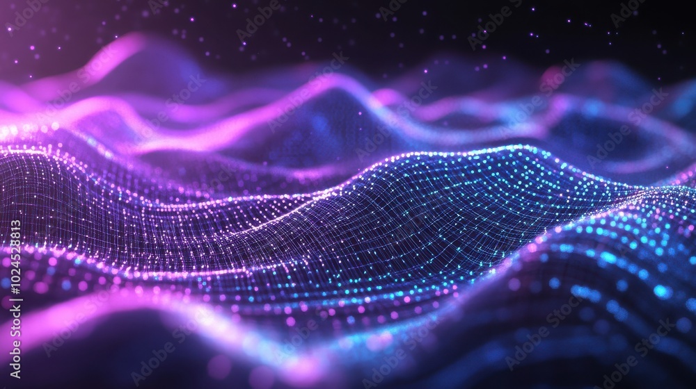 Aufkleber a soft, flowing digital mesh formed by interconnecting points and lines