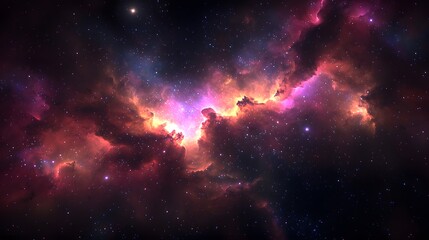 Fototapeta premium Vibrant cosmic nebula in deep space with bright stars and colorful gas clouds