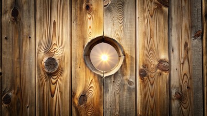A circular aperture in a wooden panel reveals a sun-drenched vista, its rays radiating outwards like spokes of a wheel, a symbol of hope and new beginnings.