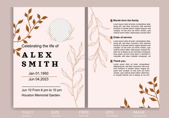 Flat design funeral order of service template
