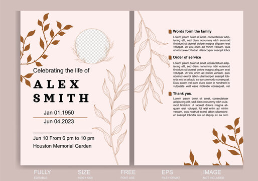 Flat design funeral order of service template