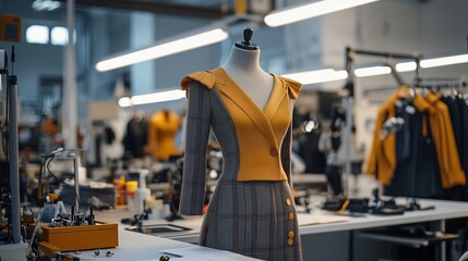 Fashion Design Studio with Mannequin and Tailored Dress – Stock Photo
