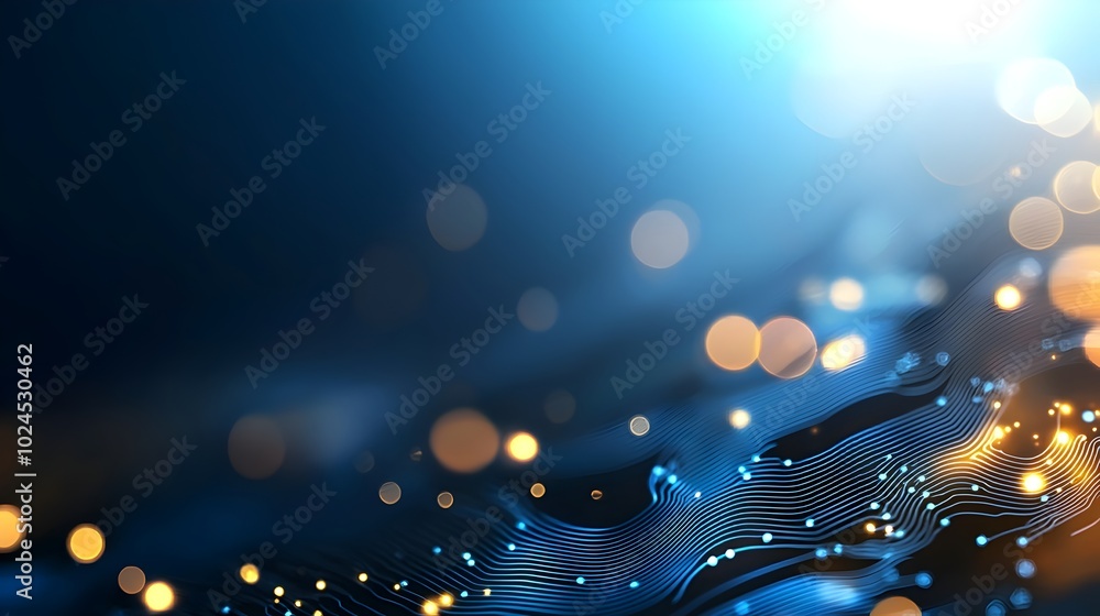 Poster glowing digital circuit board in a striking blue and black triadic color scheme featuring a captivat