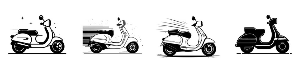 The motorbike speed icon line has a trendy, modern design