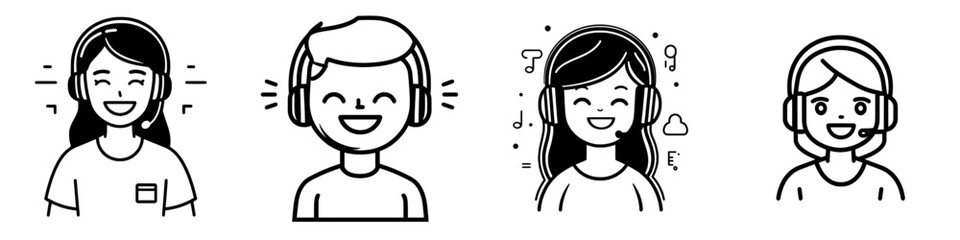 The customer service icon line is a modern design illustration template with a trendy look