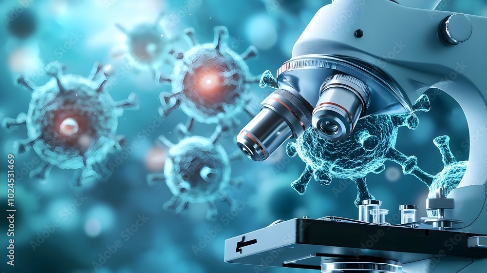 Poster magnified virus structures revealing the intricate details and dangerous nature of pathogens under a