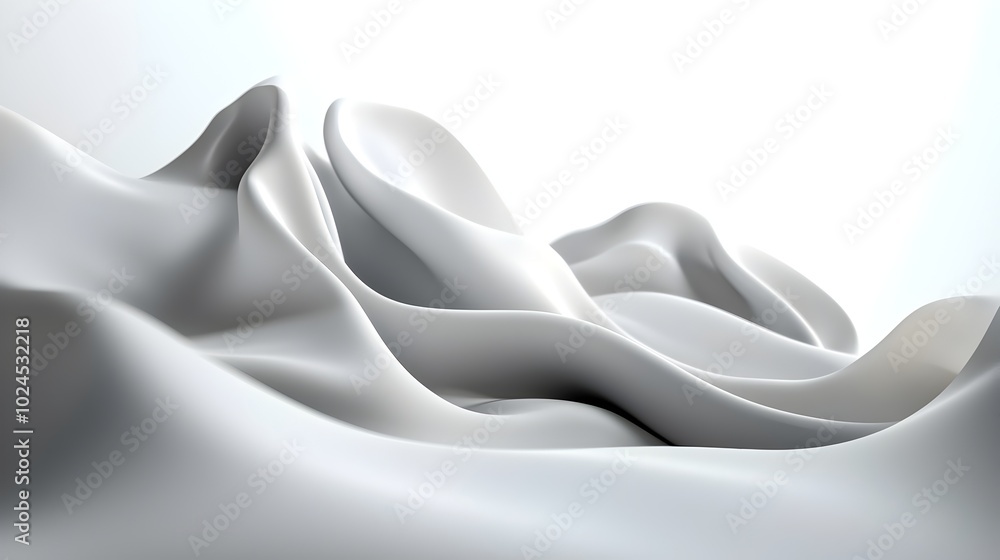 Poster flowing data particles forming an abstract dynamic wave across a minimalist monochromatic robotic gr