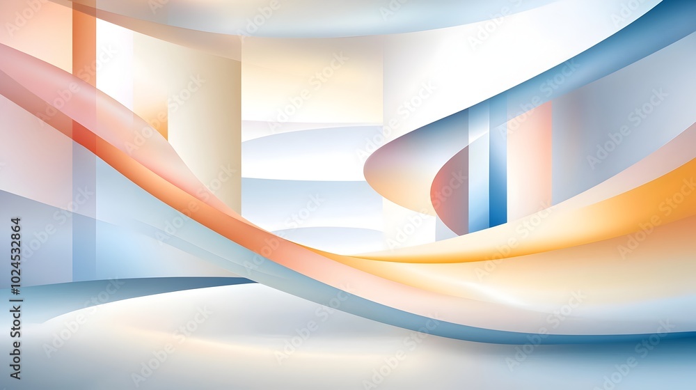 Poster captivating abstract composition featuring a dynamic interplay of colorful geometric shapes and shim