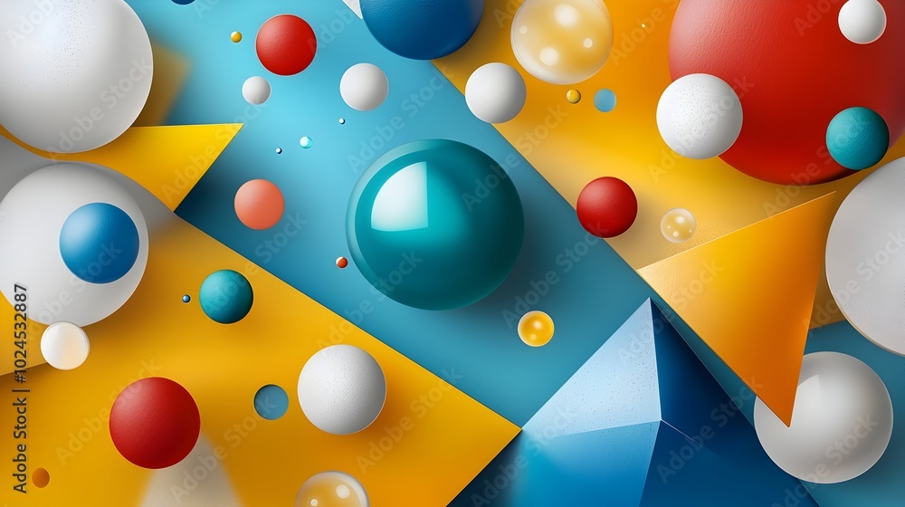 Poster mesmerizing geometric abstract art with shimmering light reflections vibrant sci fi tetradic color s