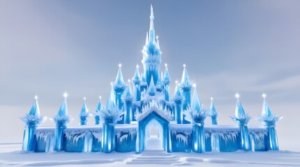 Obraz premium stunning ice palace with sparkling blue crystals and magic
