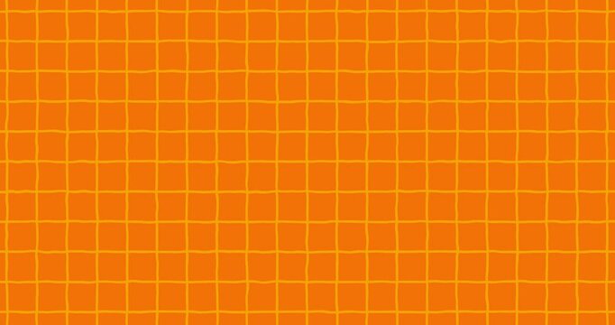 Exercise book grid big smooth animated yellow on orange. Crazy doodle grunge pulsing stop motion cartoon animation blank color pattern good for titles, intro, school, background, etc...