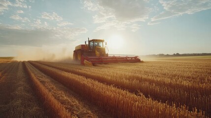 Fototapeta premium A team of professionals managing machinery in agriculture, working in unison in a modern farming environment
