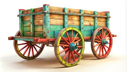 Fototapeta premium Silhouette of an Old Cart on a White Background - 3D Rendering for Vintage and Rustic Themes