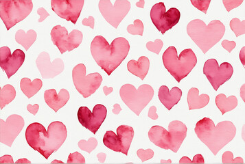 Hearts pattern, various shades of pink and red