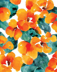 Beautiful vector seamless floral pattern with watercolor hand drawn gentle summer flowers. Stock illustration. Natural artwork.